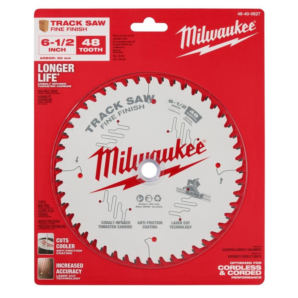 Milwaukee Lama per sega a binario con finitura fine, 48 denti, lama da 165 mm