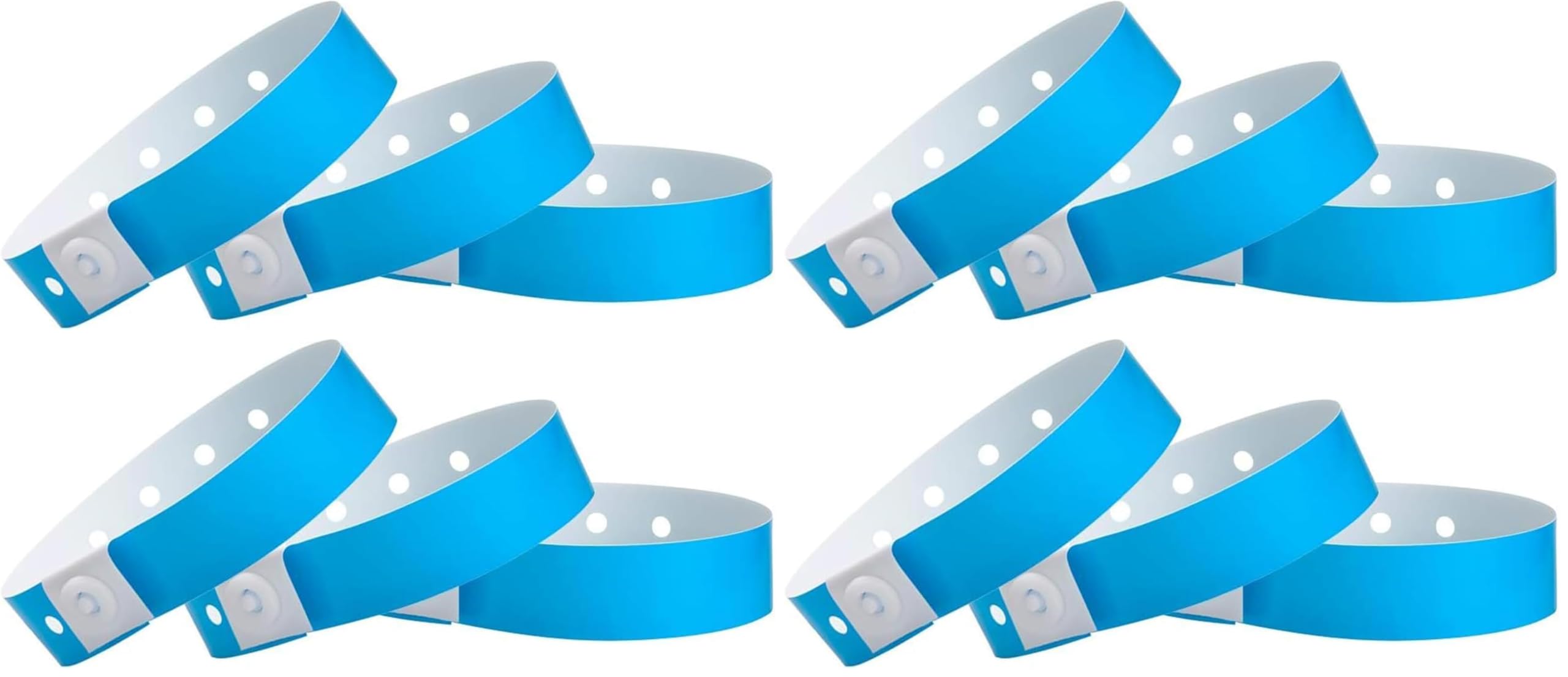 500 WristCo Neon Blue Plastic Wristbands for Events – Extended Wear, Secure Snap Prevents Reuse – Premium-Grade Bracelets for Hospital &amp; Medical ID, Party &amp; VIP Identification (Pack of 4)