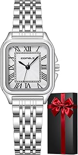 Armbanduhr Damen Edelstahl Analog: Klein Eckig Wasserdicht Damenuhr - Quartz Römische Ziffern Uhr Damen - Elegant Geschenke für Valentinstag Geburtstag Weihnachten