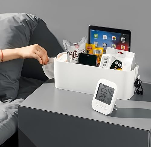 Miniatura 4 de Organizador de cesta colgante con ganchos para dormitorio, literas, estante para mesa de noche, soporte de almacenamiento para controles remotos,