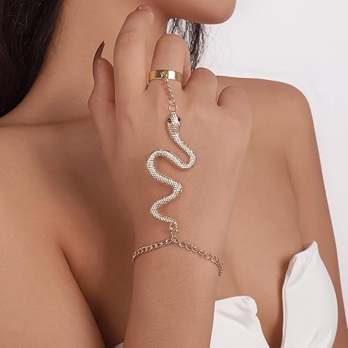 Miniatura 2 de Jumwrit Pulsera bohemia con diseño de mariposa para mujer, con cadena esclava, arnés de mano, pulsera delicada con anillo de banda abierta para mujer