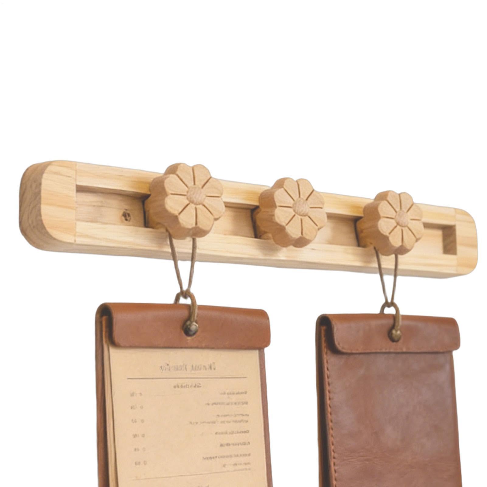 Porte-manteau mural en bois à 3 crochets mobiles pour l'organisation de la maison