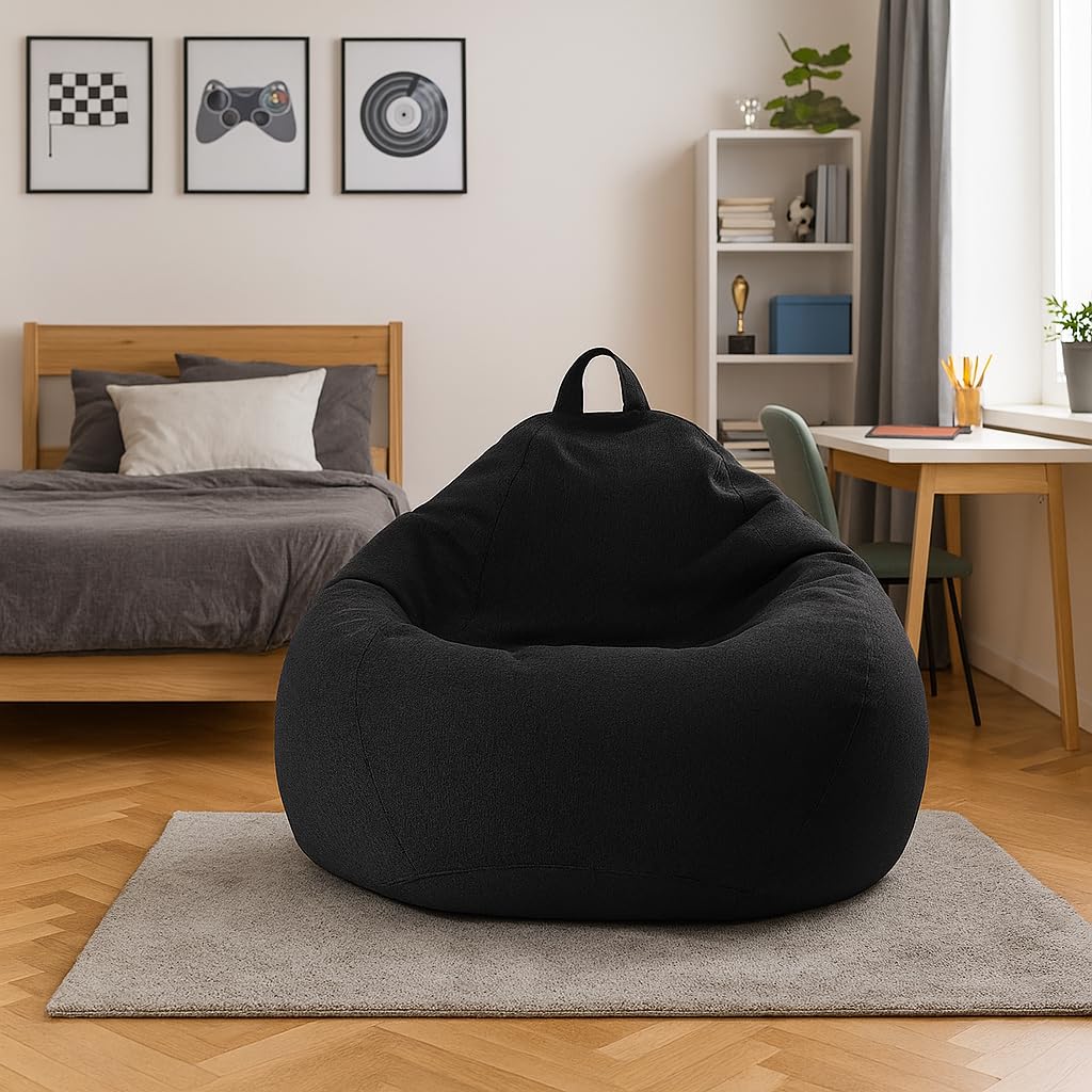 Pouf avec garnissage ECO Fauteuil Relax-Siège Coussin de sol Bean Bag 80x90x50 cm 185 L Noir