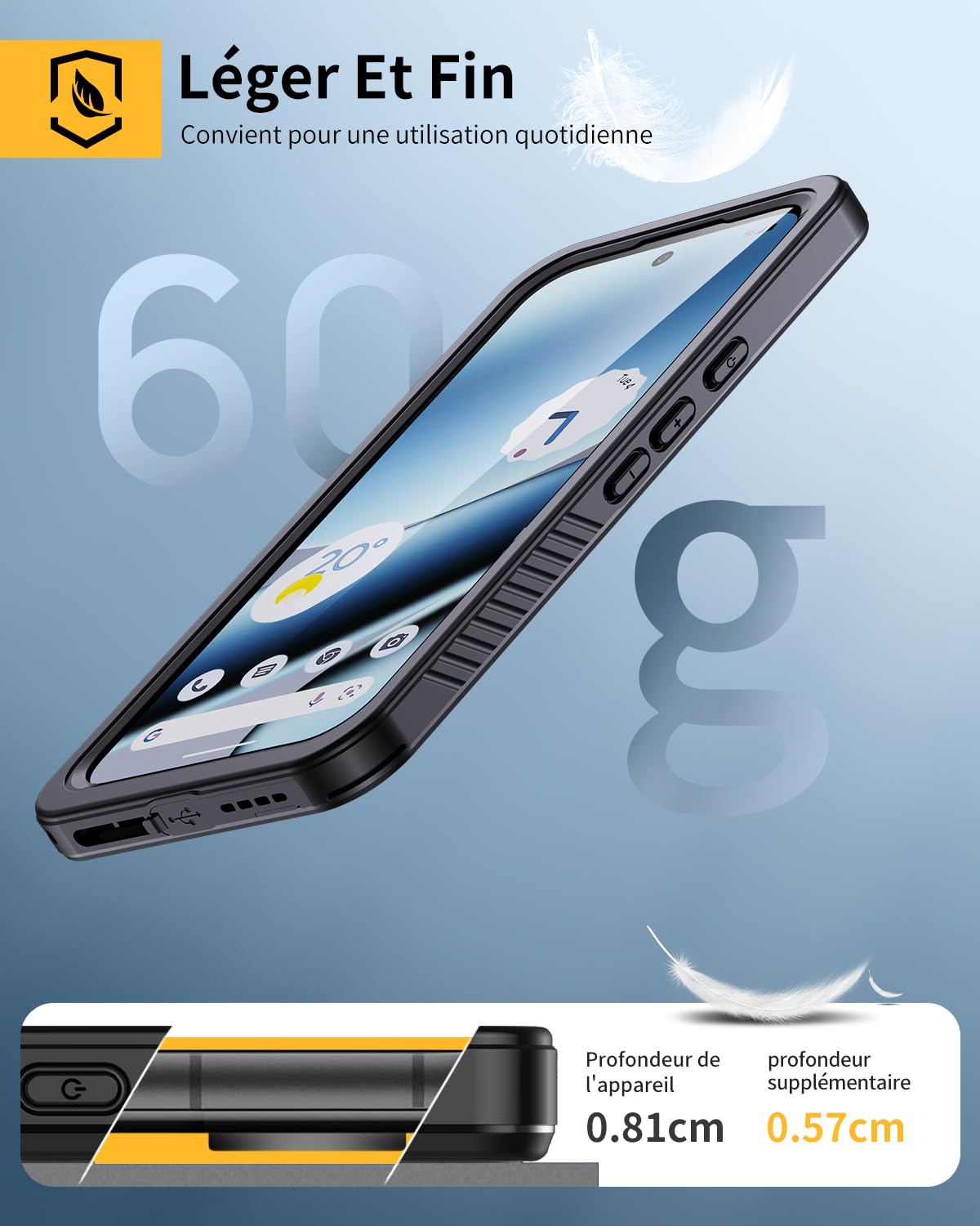 Lanhiem Coque pour Google Pixel 10 Pro IP68 Étanche Antichoc Intégrale Noir | Waterproof,Double Renforcé,360° Protection Écran+Caméra,Antipoussière,Incassable Etui,Avant et Arrière Housses,Chantier