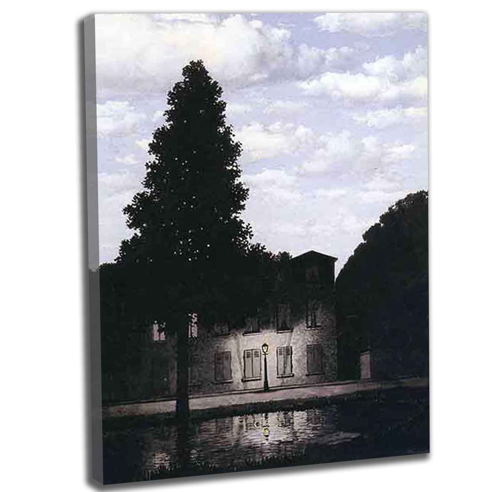 Rene Magritte<L'empire Des Lumières>Impression Sur Toile Et Affiche Sur La Décoration Intérieure De L'image Peinture Sur Toile Pour Le Salon Chambre Prêt à Accrocher(50x70cm)20x28inch,Encadrée