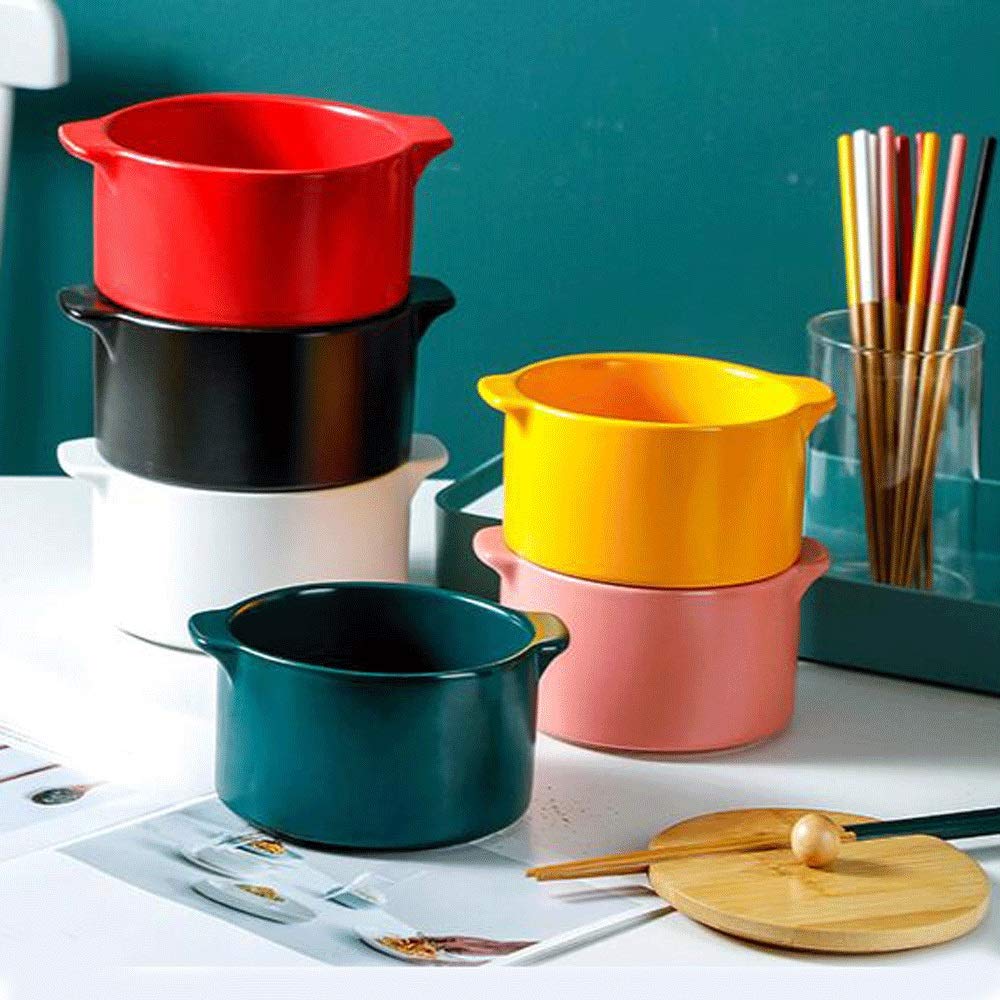 Teller- und Schüssel-Sets, Keramik-Reisschüssel für den Haushalt, 18,3 x 8,1, Suppenschüssel mit großem Fassungsvermögen und Deckel, Instant-Nudelschüssel, große Suppens