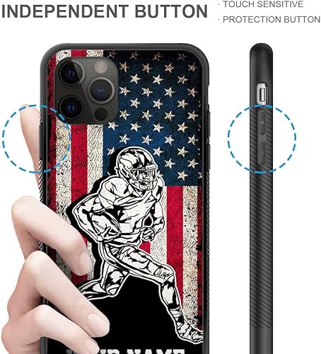 Miniatura 3 de DAIZAG Funda compatible con iPhone 13 Mini, funda deportiva personalizada para hombres y niños, personaliza tu nombre, bandera estadounidense de