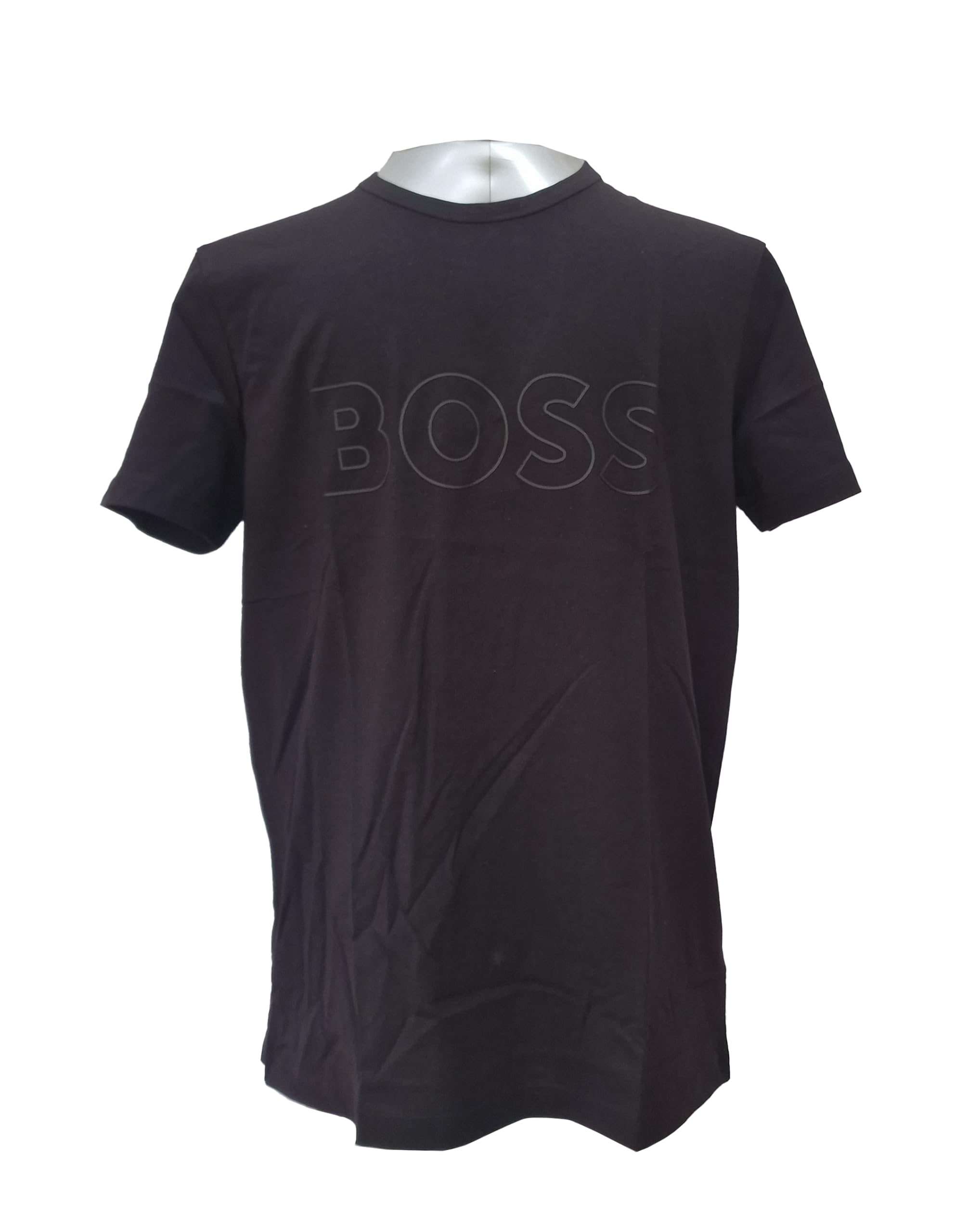 BOSS Men's Teebo Logo Printed Jersey T-Shirt Top (UK, Alpha, L, Regular, Regular, Black)