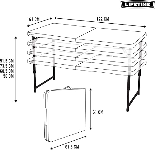 Miniatura 3 de LIFETIME Fold-in-Half Adjustable Folding Table, 4 Foot