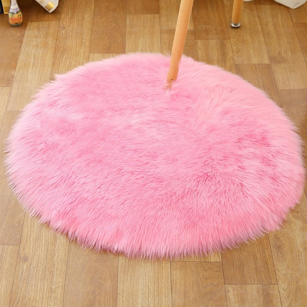 Tappeto in Pelle di Agnello, Imitazione Della Pelliccia Tappeti, Morbido e Peloso per Stanza da Letto o Soggiorno Tappeto Soffice o Copertura per Divani e Sedie (150 cm,Rosa Scuro)