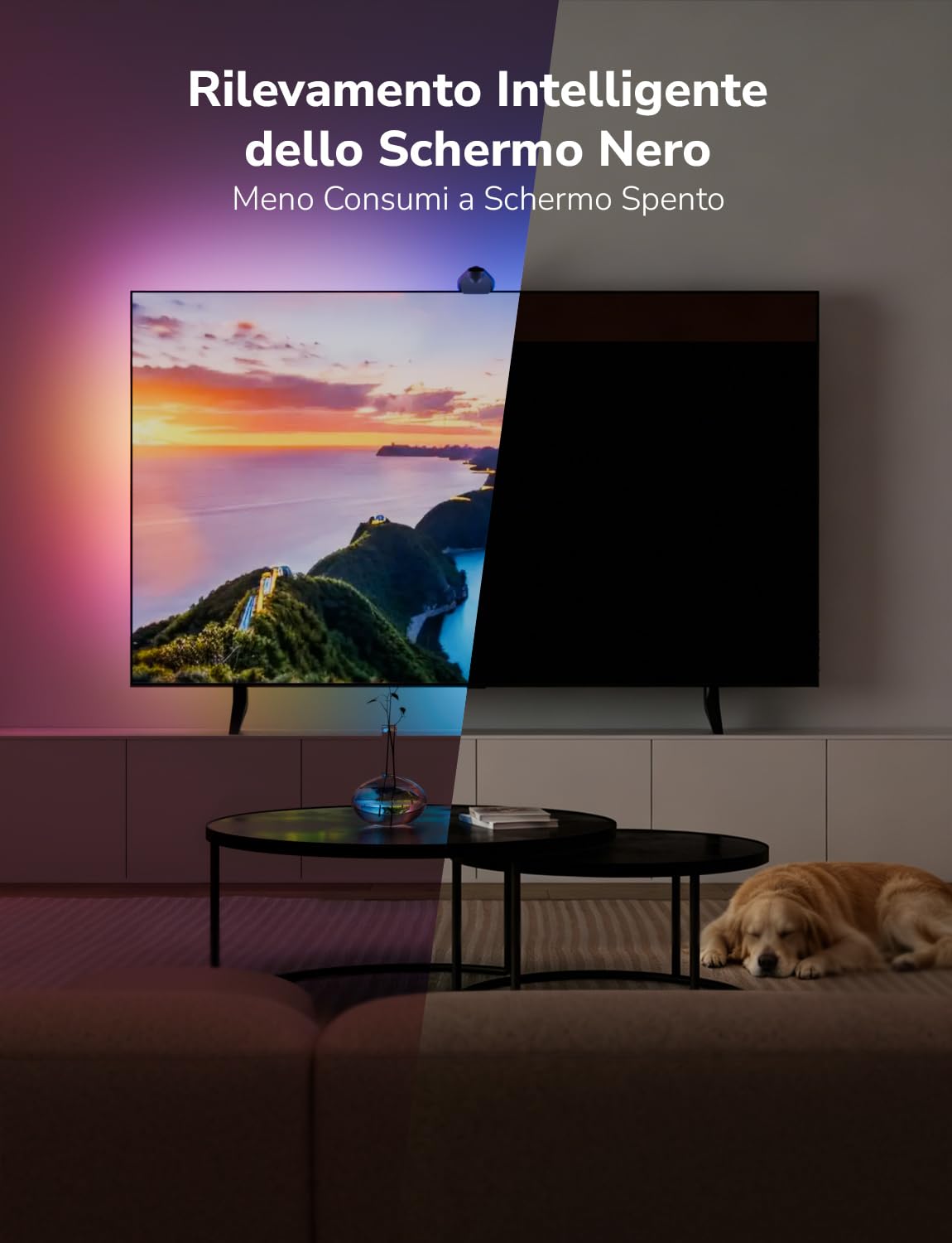 Lepro STV1 Smart Retroilluminazione TV LED 55-65 Pollici | Striscia LED TV con telecamera e sincronizzazione istantanea,Funziona con Alexa/Google Home