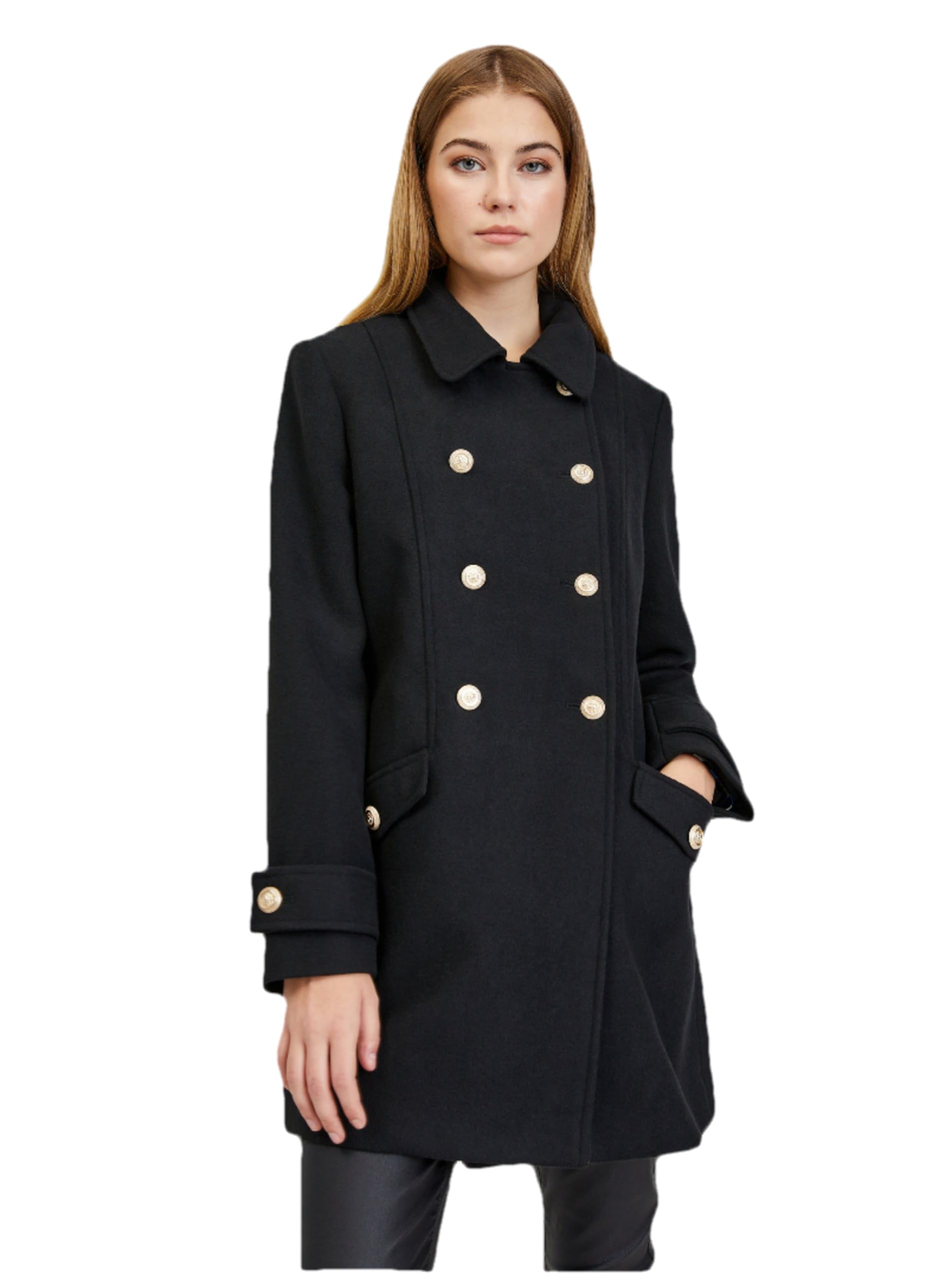 ORSAY Schwarzer Damen-Wintermantel mit Wolle Trendige Damenmäntel | Stilvolle Begleiter | Warme Wintermode | Modische Mäntel | Elegante Outerwear | Winterjacken | Klassische Mäntel S