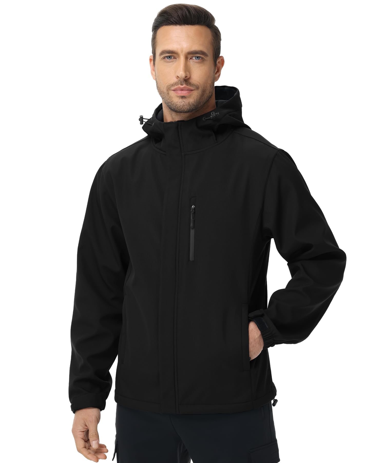 Huayuzh Veste softshell pour homme - Veste d'hiver imperméable - Coupe-vent - Doublure polaire chaude - Veste de pluie - Randonnée - Camping