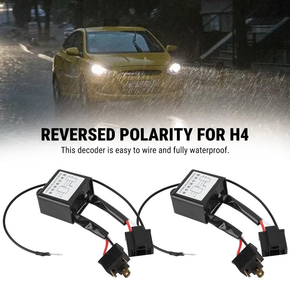 Convertitore di Polarità, 2 Pezzi Invertitore di Polarità, LED/HID Interruttore Negativo Adattatore per H4, Convertitore Negativo Polare, per Tutti i Tipi di Auto