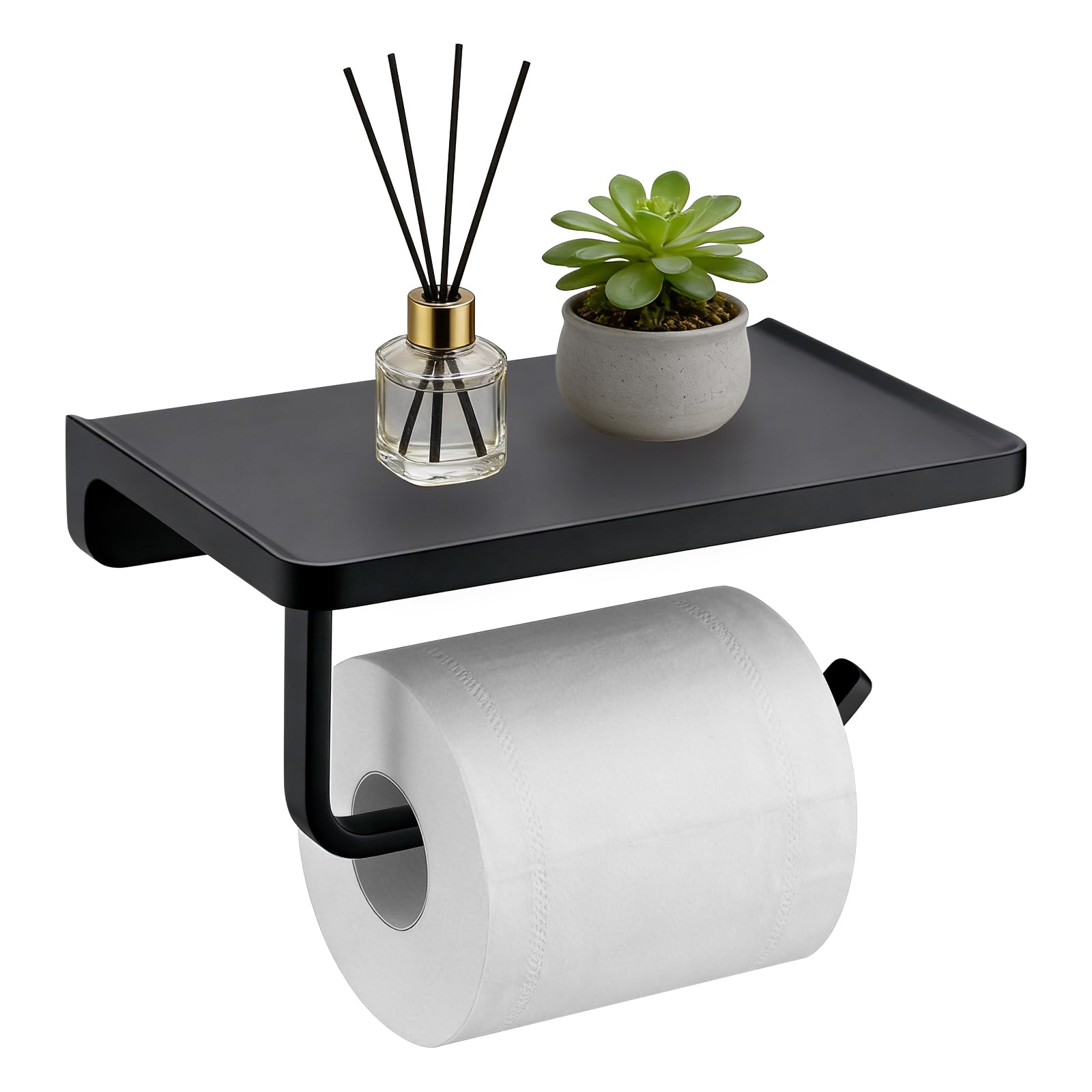 TRUSTMI Toilet Paper Holder with Phone Shelf, Zinc Alloy, Brushed Gold — Amazon image 10