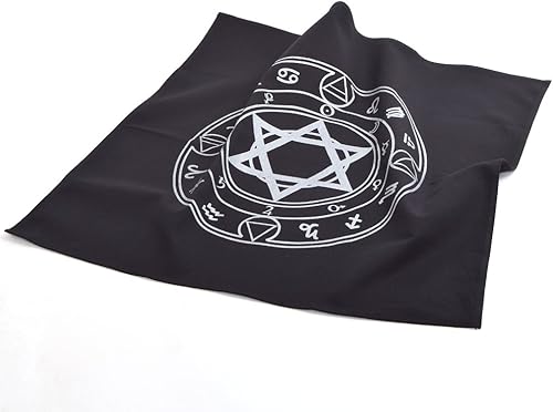 Miniatura 7 de BLESSUME Mantel de tarot de altar cuadrado negro tapiz hexagonal Wicca (negro)