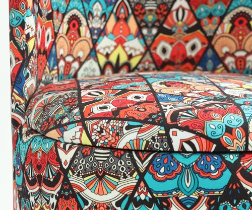 Image of NACIA Elegant Velvet Printed Ottoman Chair | Dressing Table Chair for Bedroom Makeup Room Decor | Modern Upholstered Ottoman with Wooden Legs for Living Room & Home (18x18x32 Inches, Multicross)