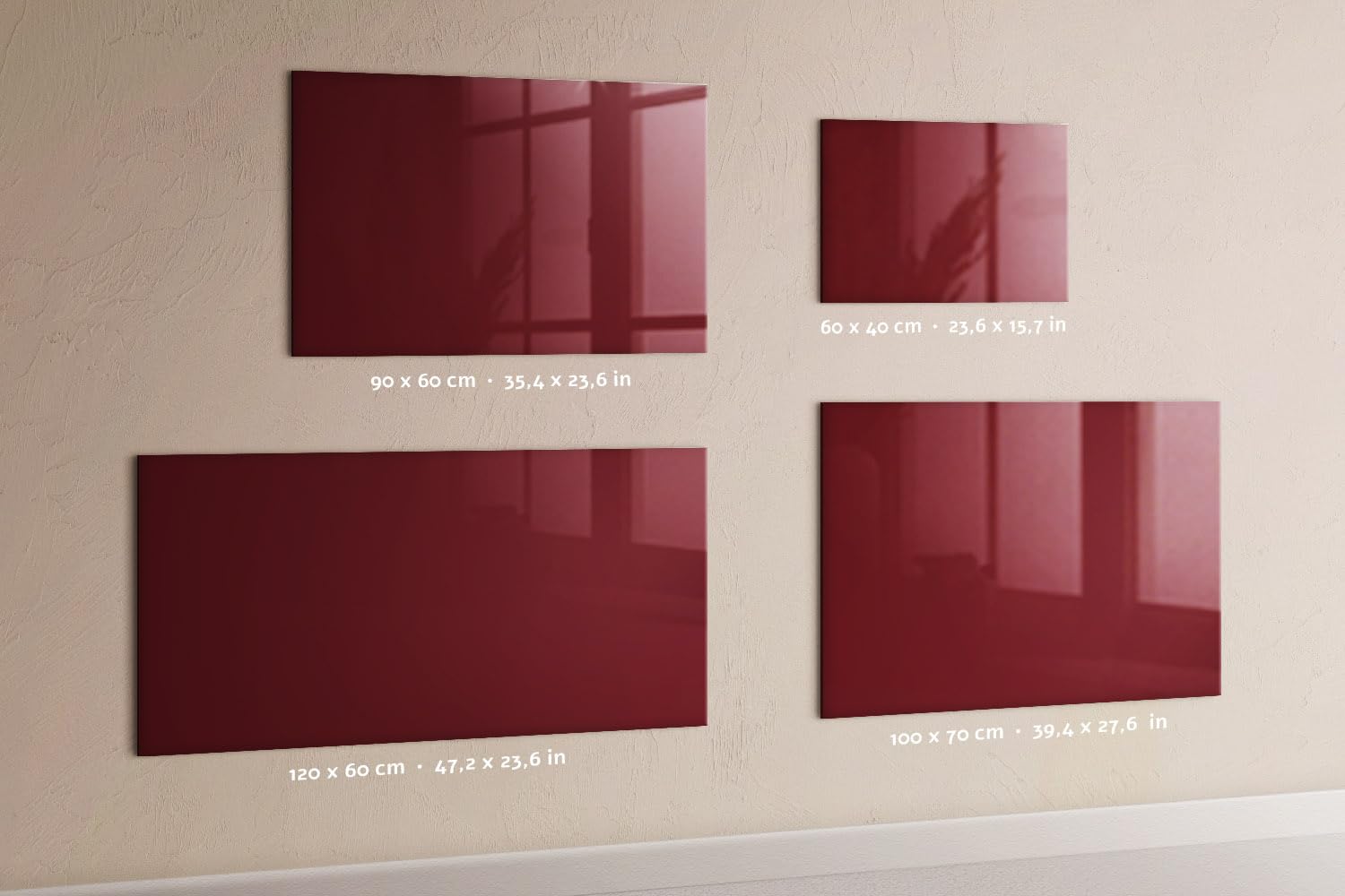 Lavagna magnetica per ufficio 120x60 cm | Colore bordeaux