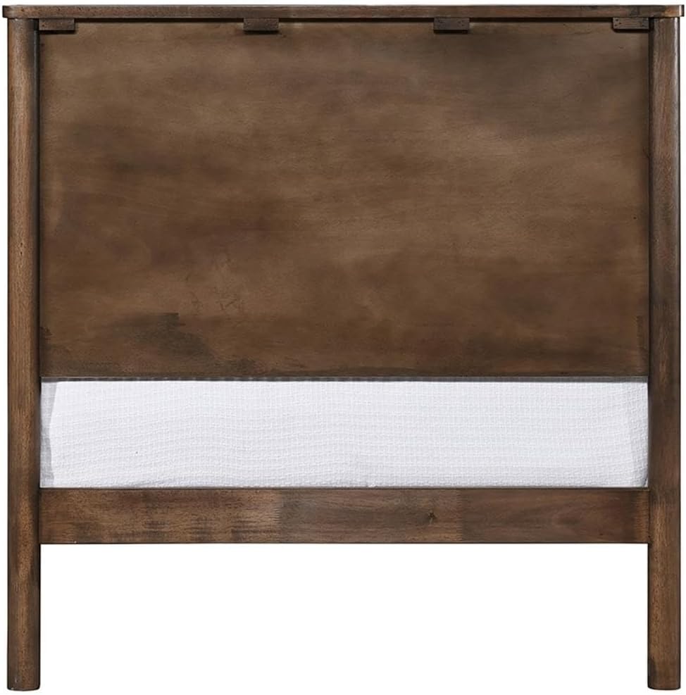 BOWERY HILL Mid-Century Modern Solid Wood Twin Bed, 42.5" W x 79.5" D x 43.5" H, Rich Walnut Finish, Durable Construction, Stylish Bedroom Furniture, Contemporary Design