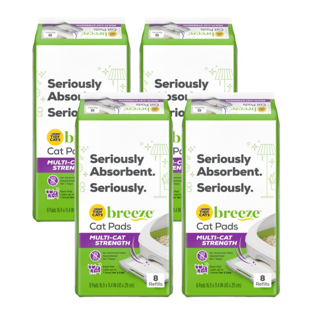 Purina Tidy Cats Cat Litter Accessories, Breeze Pads Refill Pack Multi Cat Litter 8 Count Bag 8 Count (Pack of 4)