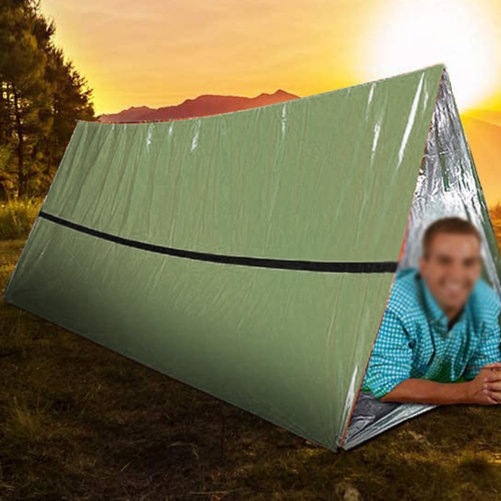 Lote de 2 bolsas de dormir de supervivencia impermeables térmicas, bolsa Bivy portátil para camping, senderismo, aventura