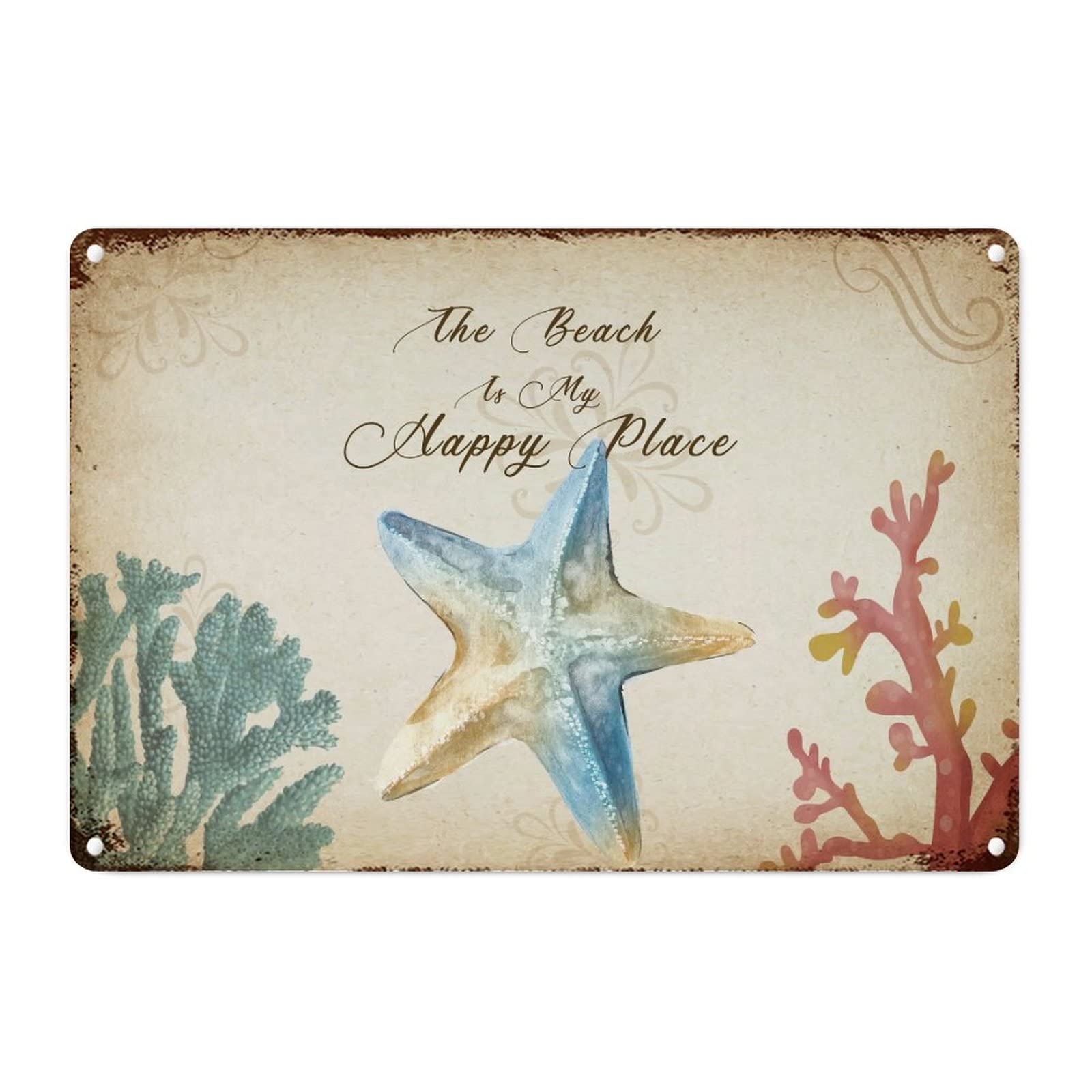 Plaque en métal rétro décorative pour buanderie et salon style bord de mer vintage chic