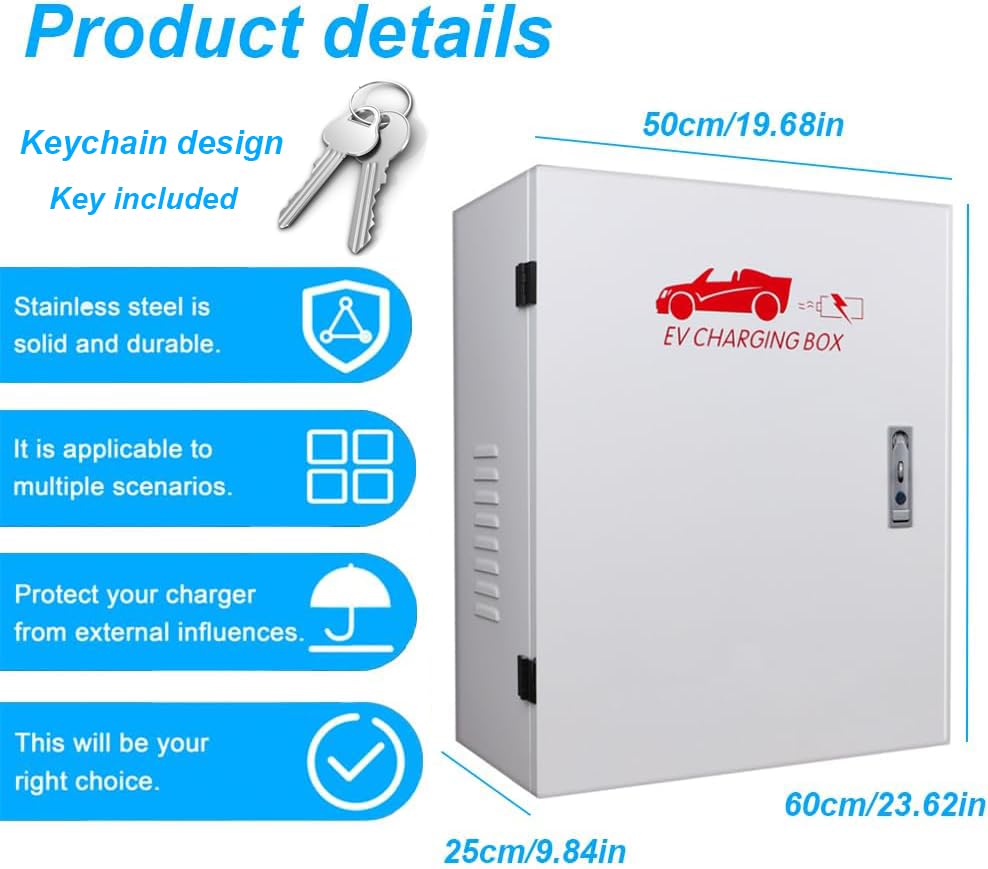 LOTHID Wallbox Boîte De Protection Universelle Pour Chargeurs Type 1 Et Type 2 - IP54 Étanche Et Antivol