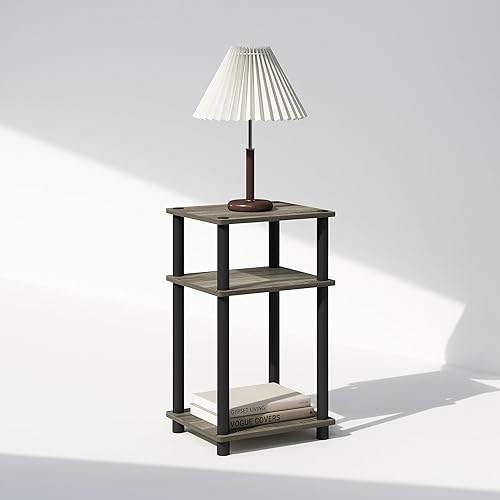 Miniatura 4 de Furinno JUST - Mesita de noche Turn-N-Tube de 3 niveles, mesa de noche sin herramientas, mesa auxiliar, mesa auxiliar con almacenamiento abierto