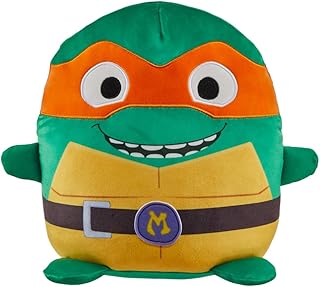 Teenage Mutant Ninja Turtles: Mutant Mayhem Plush Toys Cuutopia, 10 Inch Rounded Michelangelo Kawaii-Style Plush, Orange Masked Mikey