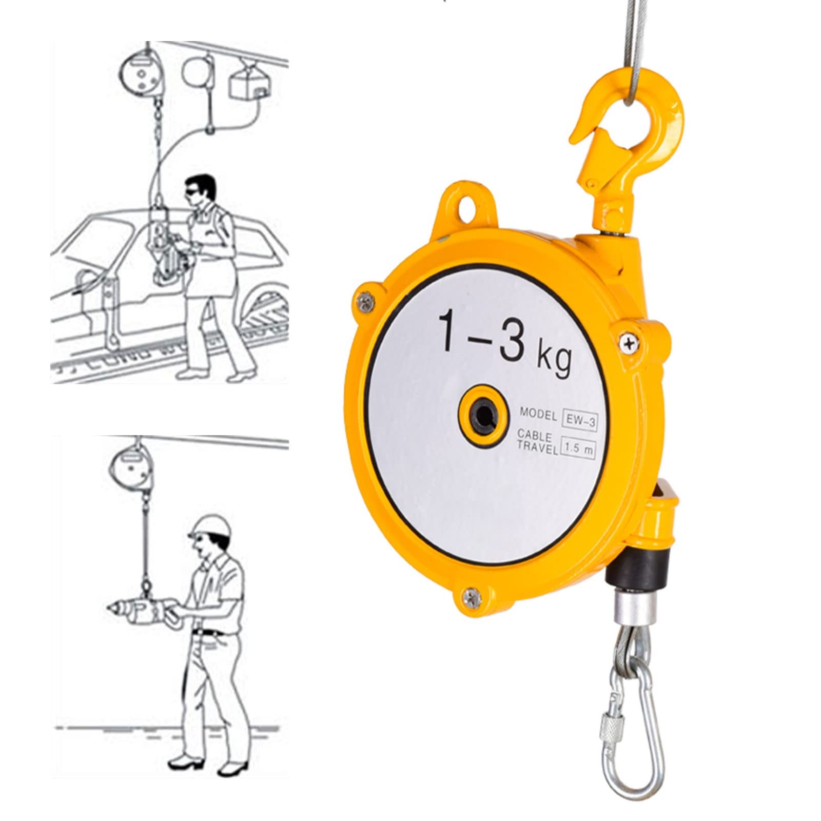 Equilibrador de Resorte Retráctil, Spring Balancer Retráctil con Gancho de Acero Inoxidable, Alta Eficiencia de Trabajo Equilibrador de Resorte para Fábrica Y Taller(Size:1-3kg)