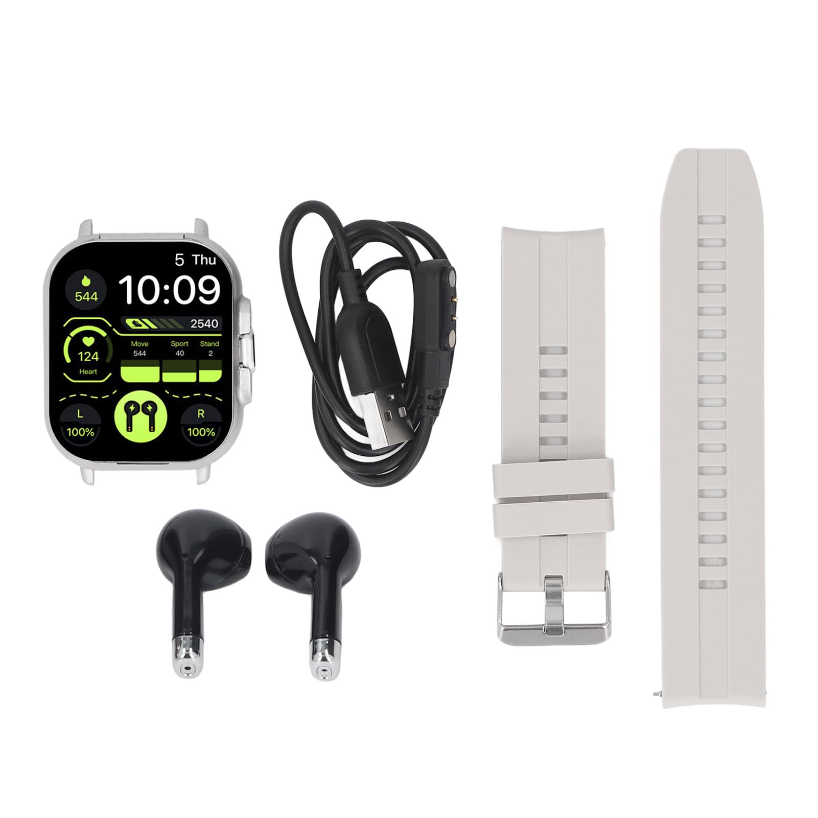 Inteligentny Zegarek ze Słuchawkami Dousznymi, Smartwatch HD o Przekątnej 2,01 Cala, Monitor Zdrowia i Kondycji dla Mężczyzn, Kobiet (odbieranie/wykonywanie połączeń) Zegarek