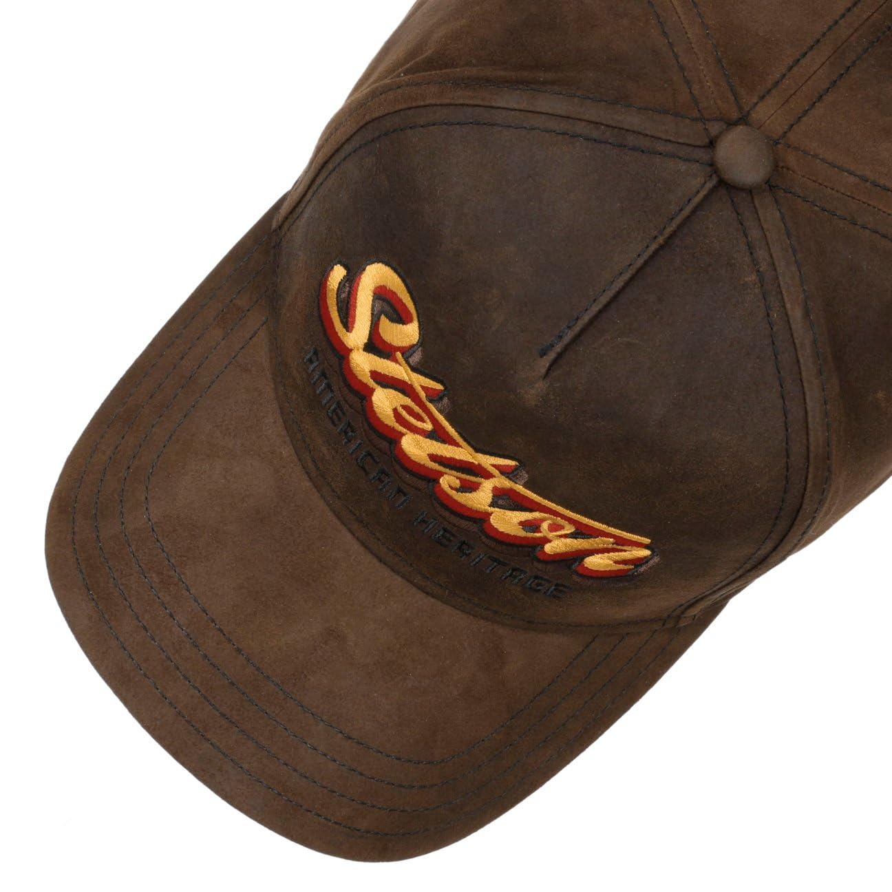 Stetson Cappellino Oily Goat Suede Donna/Uomo - Berretto in Pelle Baseball Fibbia Metallo, con Visiera Inverno Estate/Inverno