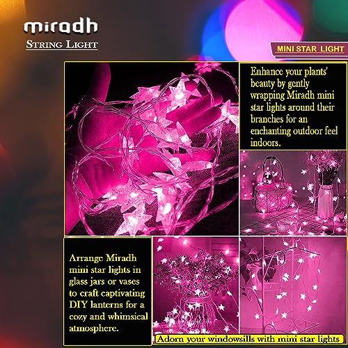 Image of MIRADH 14 Star Shape String Led Light 3 Meter led Lights for Home Decoration Plug in Fairy String Lights, Diwali Lights for Decoration for Home Still Mode Only Strip Lights (14 Star Pink)