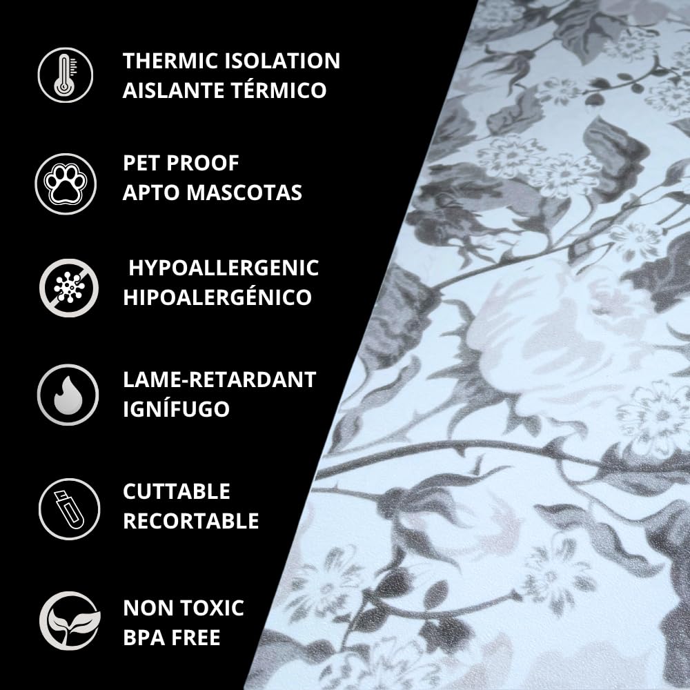 Pack 2 Alfombra Vinilo Cocina Antideslizante – Alfombrilla Vinílica Lavable PVC para Cocina Moderna 43x72 y 43x120 cm (Flowers)