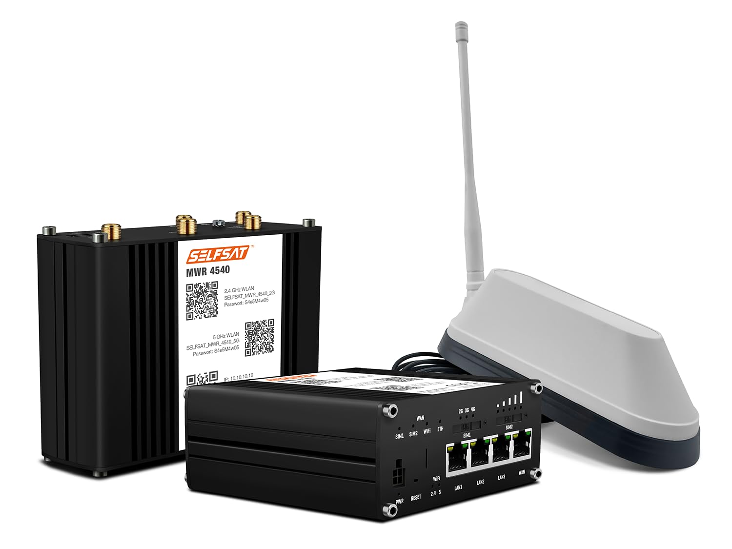 SELFSAT MWR 4540 Routeur Wi-FI 4G Cat 6 jusqu'à 300 Mbps avec antenne Shark 5G Blanc