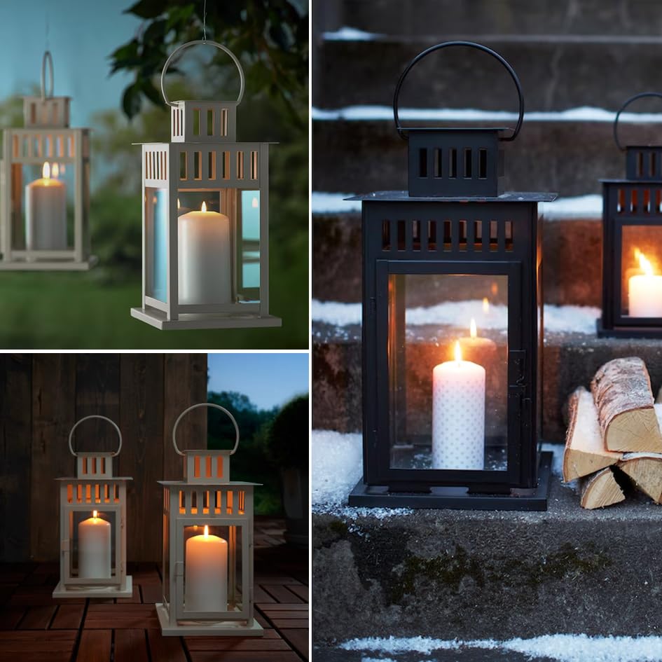 Lanterna Portacandele perfetta per allestimenti da interno, Porta Candela in Acciaio da Giardino (Nero 28 Cm, 6)
