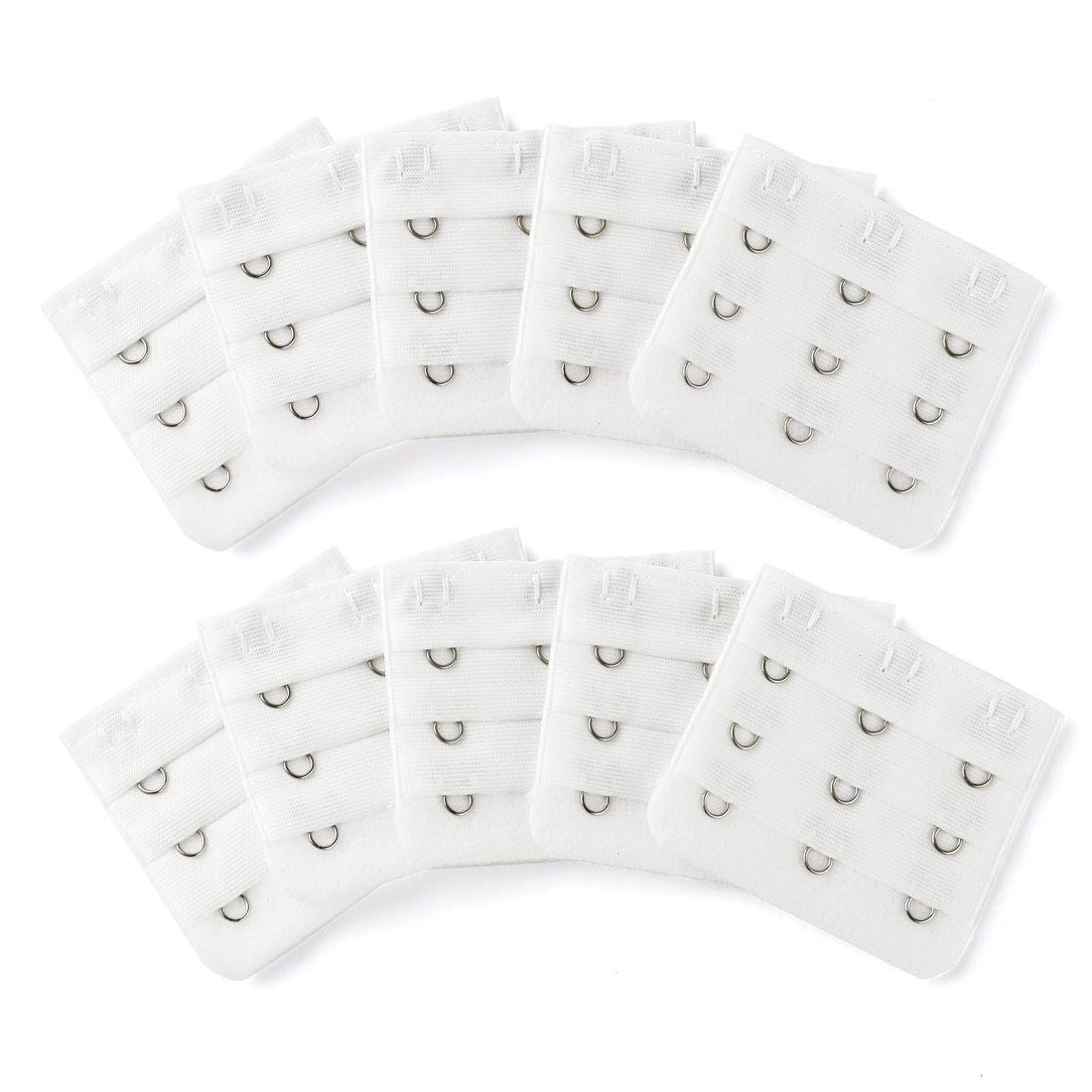 sourcing map One Size, White : Sourcingmap Women 3 Rows 3 Hooks Adjustable Bra Extender Underwear Buckle 10 Pcs-picture-12