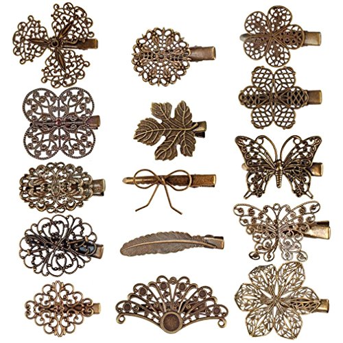 Hapdoo 15 Pack Vintage Hair Clip Leaf Flower Butterfly Shape Hair Pins Headwear Lady Hair Accessories