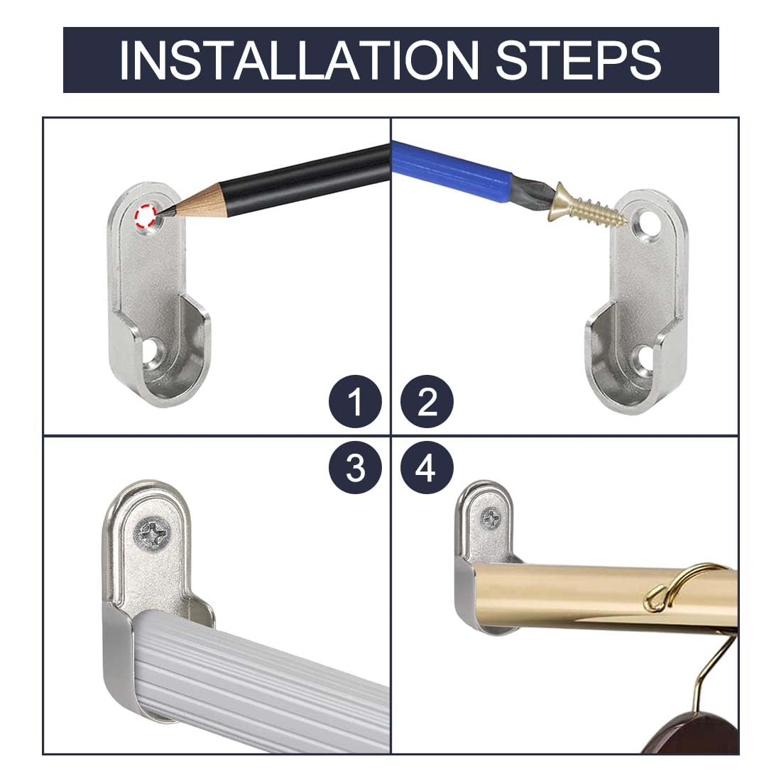 ARMADIO ROBUSTO TUBO Guida Sospesa Asta Supporti Di Supporto (2 Pezzi - Foto 11