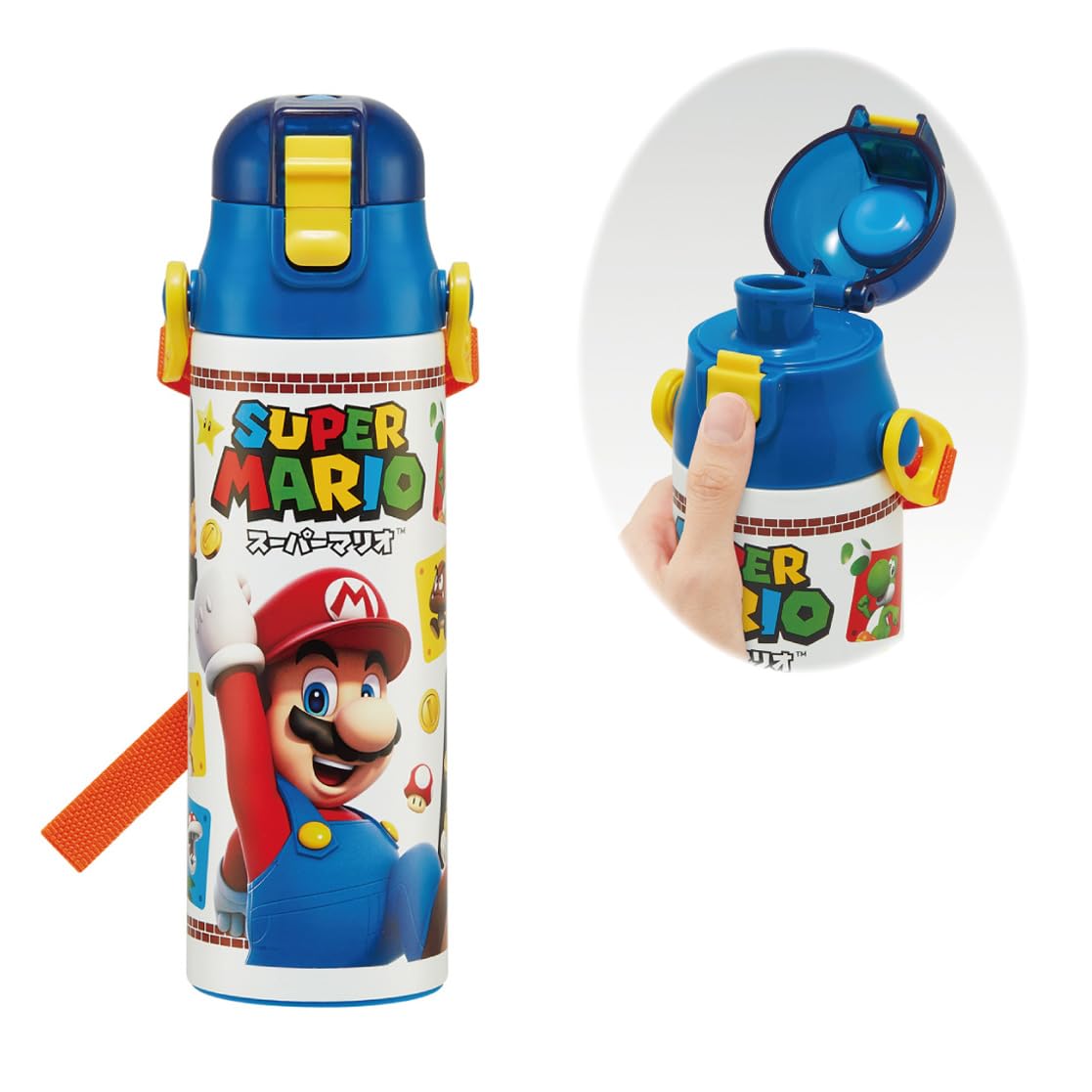 Skater SDC6N-A Water Bottle 20 8 fl oz 580 ml Super Mario 23 Direct Drinking Stainless Steel Sports