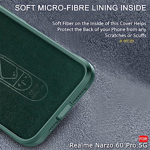 Image of TheGiftKart Liquid Silicon Back Cover Case for Realme Narzo 60 Pro 5G | Shockproof Military Grade Protection | Micro-Fibre Cloth On Inner Side | Anti-Slip Grip Realme Narzo 60 Pro Back Cover (Green)