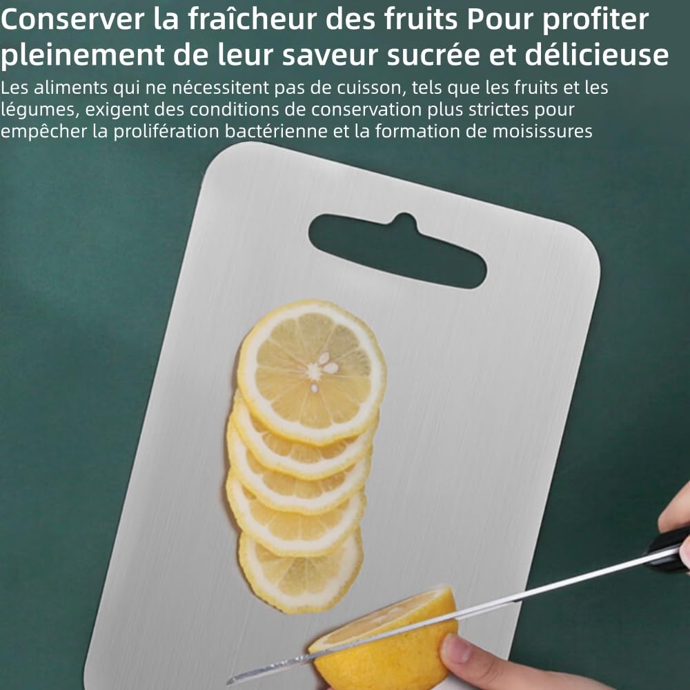 Katori Planche à découper double face en alliage de titane,Résistant aux Odeurs, Poignée Facile à Saisir pour Couper Viande, Légumes, Fruits et Pain