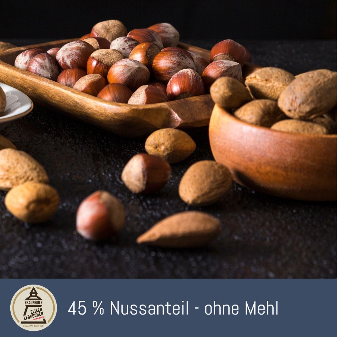 Lebkuchen - original Nürnberger Mandel Elisen- - 45% Nussanteil - handgefertigte Qualität - prämierte Meisterhändler-Manufaktur (Dose Stickmuster - Inhalt: Lebkuchen gemischt - 380 Gramm)