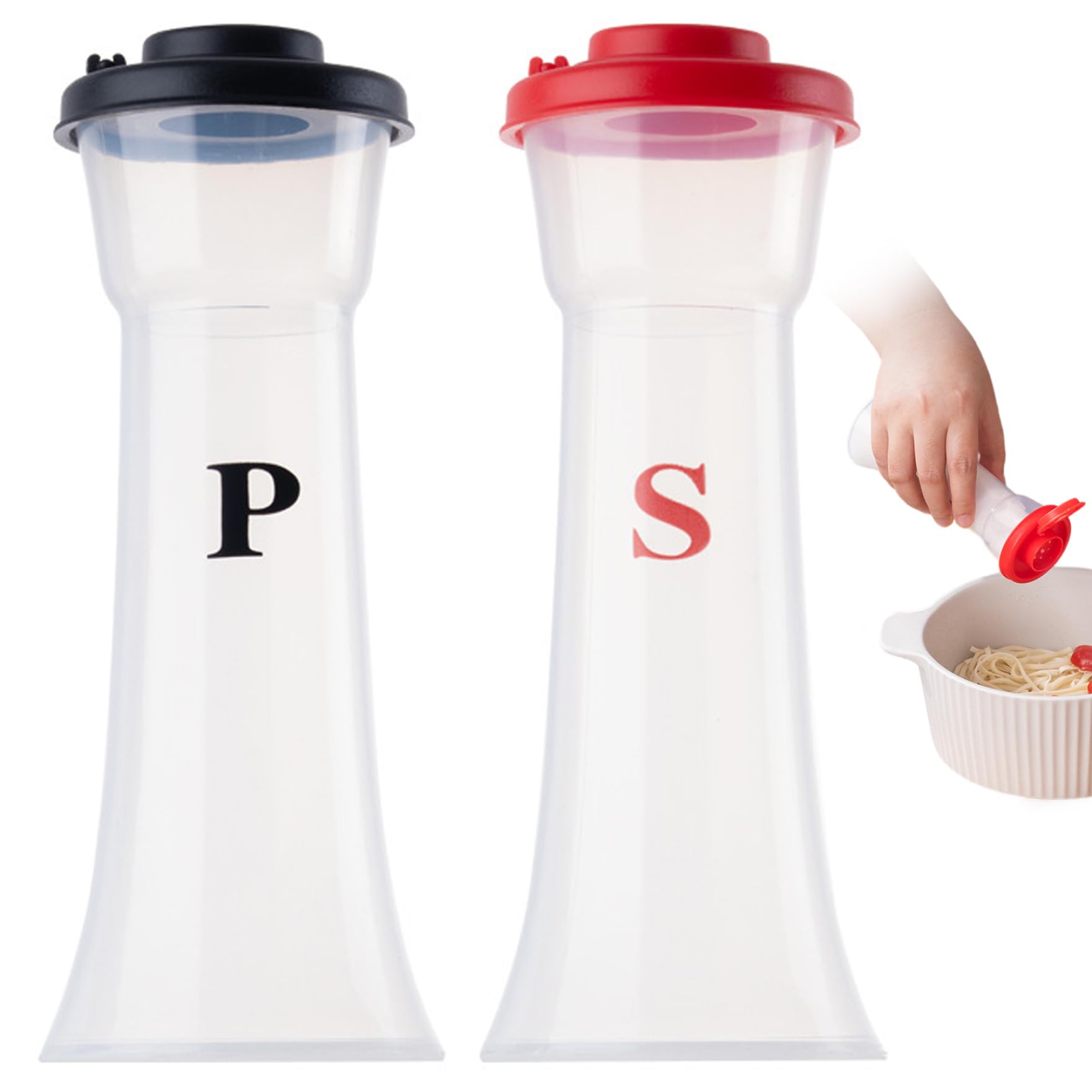 Peosaard Clear Salt Shaker With Lid, 2Pcs/Set Plastic Salt And Pepper Shakers With Lids, Hourglass Moisture Proof And Pepper Shakers, Spice Jar Dispenser For Camping