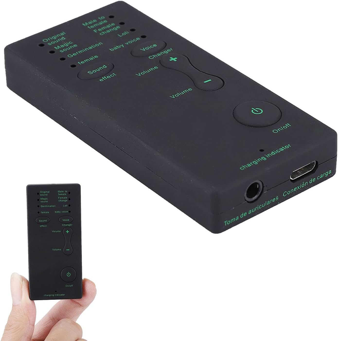 Voice Changer,Portable Mini Voice Changer Device,Voice Disguiser,Handheld Microphone Voice Changer Sound Effects Machine,4 Voice Changes(English Version) for Mobile Phone PC (Upgraded Appearance)…