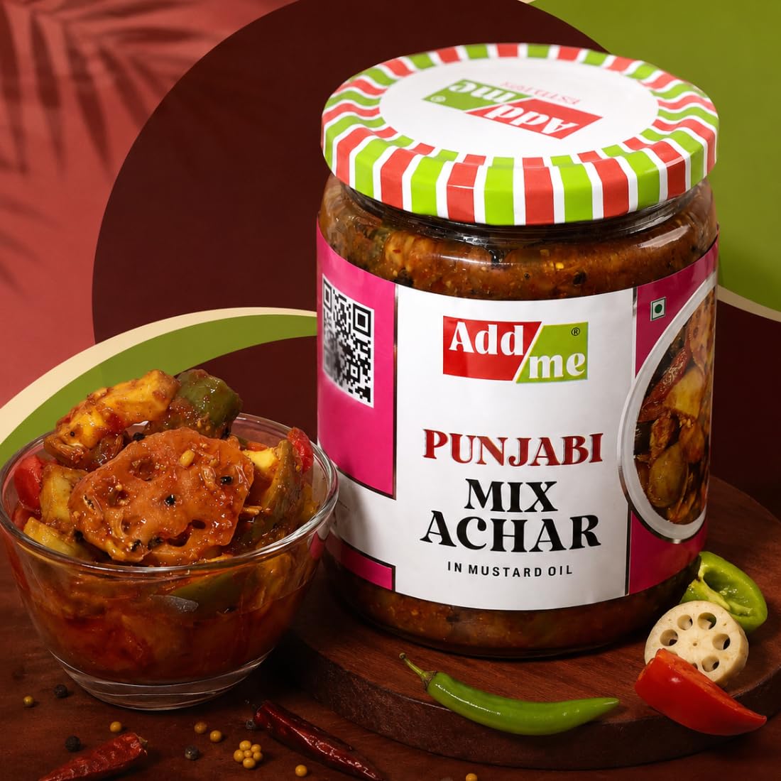 Add me Achar Mixed Pickles 500gm Home Made Recipe mango chilli lemon carrot ker ginger karonda lasoda fruit Punjabi Mix Achar pickle