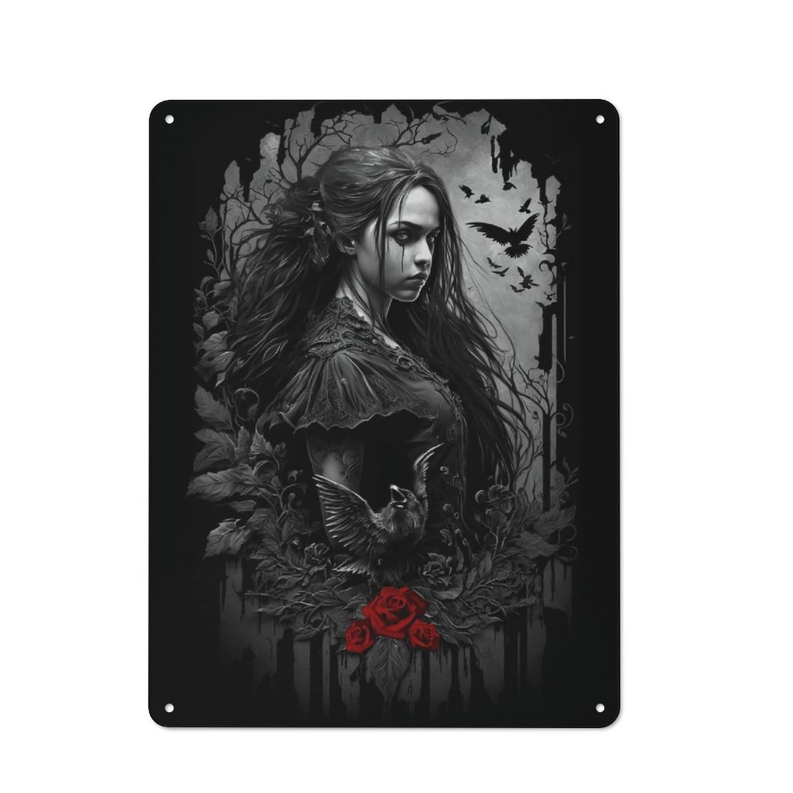Junmoney Style-19 Gothic Fantasy Art Print Vintage-Inspired Tin Sign 40X30cm For Café Or Restaurant, For Cooler-Month Interiors With Vintage Character