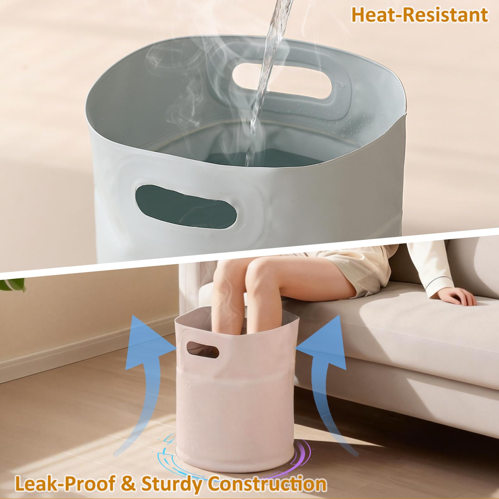 Grande vasca da bagno per pedicure, robusta vasca per pedicure con manici integrati, spaziosa copertura per polpacci per rilassamento a casa e spa (blu)