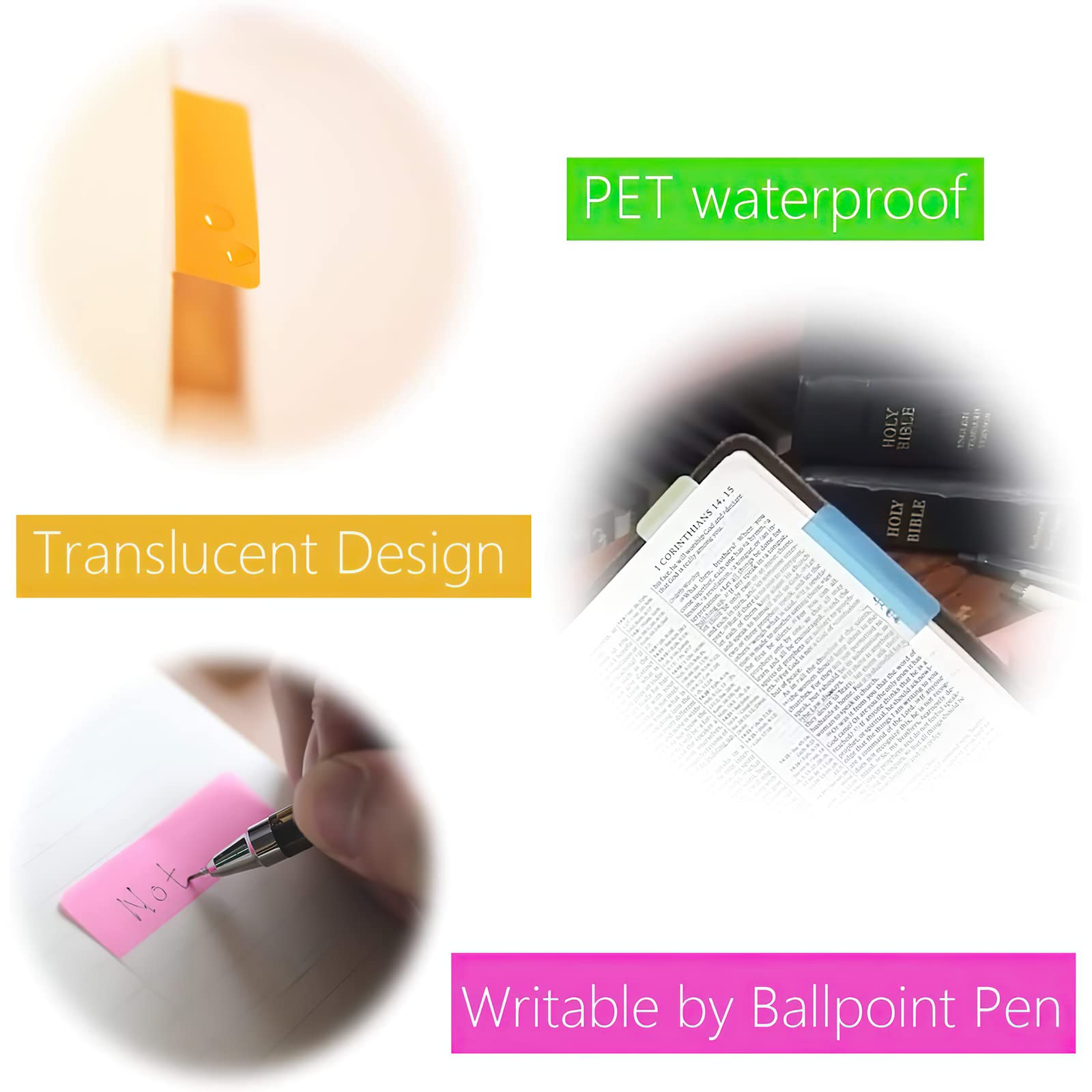 OWLKELA 480 sztuk Sticky Notes, Banner Samoprzylepne Etykiety Notatki samoprzylepne do oznaczania stron i wyróżniania Pisanie Repostable | Repozycjonowalne zakładki do dokumentów, książek, papieru, zeszytów, biura, szkoły, organizacji