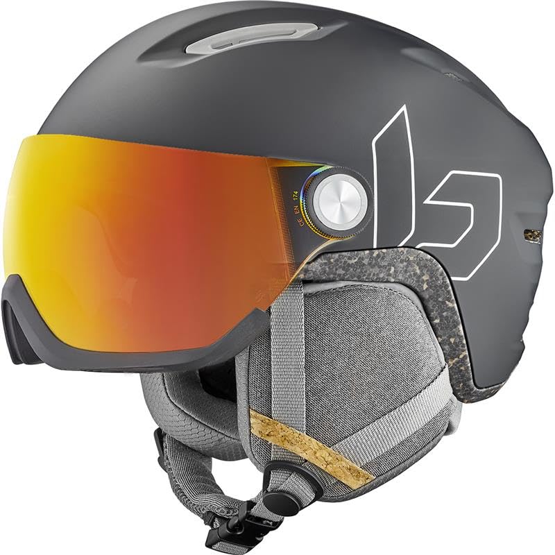 Bollé - V-ATLAS, V-ATLAS Black Matte M 55-59cm - Photochromic Fire Red Cat 1 to 3, Medium, Snow Helmets, Unisex, Adult